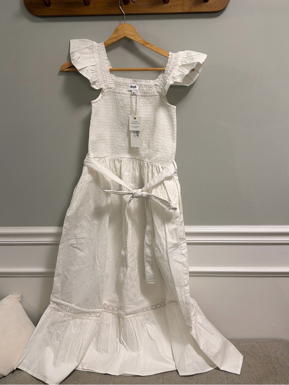 White Smocked Maxi Dress  with Ruffle Straps